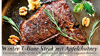 Winter T-Bone Steak mit Apfelchutney-Gewürzkasten